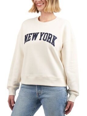 Elle Sport New York Crewneck Sweatshirt Cream XL NWT Logo
